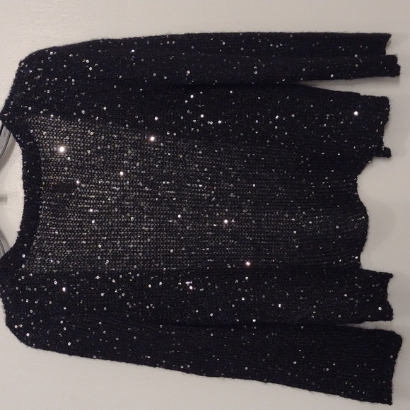 NWOT H&M Divided Black Knit Sequins Shrug Sweater Cardigan Size Small Size 4 - Picture 9 of 16